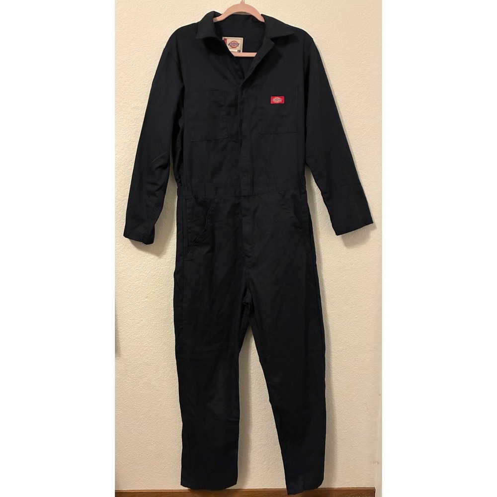 Dickies Mens Long Sleeve Coveralls Navy Blue Utility Work Jumpsuit S-REG 34/36